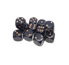 Chessex Opaque Black/Gold – 16 mm D6 – Lot de 12 (CHX 25628)