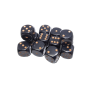 Chessex Opaque Black/Gold – 16 mm D6 – Lot de 12 (CHX 25628)