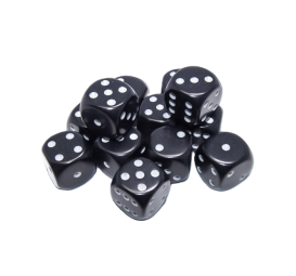 Chessex Opaque Black/White – 16 mm D6 – Pack de 12 (CHX 25608)