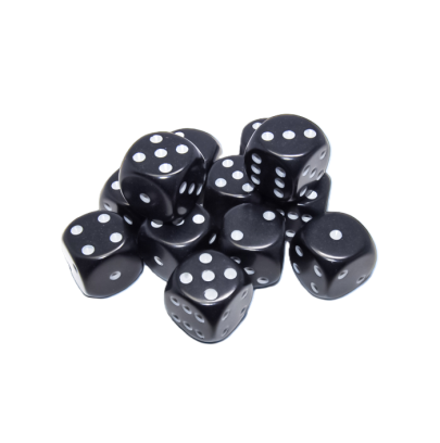 Chessex Opaque Black/White – 16 mm D6 – Pack de 12 (CHX 25608)