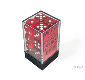 Chessex Translucent Red/White – 16 mm D6 – Lot de 12 (CHX 23604)