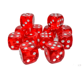 Chessex Translucent Red/White – 16 mm D6 – Lot de 12 (CHX 23604)