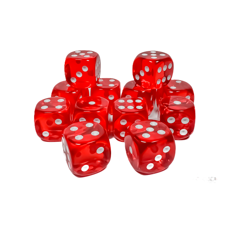 Chessex Translucent Red/White – 16 mm D6 – Lot de 12 (CHX 23604) Chessex Translucent Red/White – 16 mm D6 – Lot de 12 (CHX 23604)