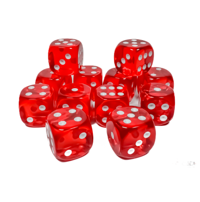 Chessex Translucent Red/White – 16 mm D6 – Lot de 12 (CHX 23604)