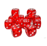 Chessex Translucent Red/White – 16 mm D6 – Lot de 12 (CHX 23604)