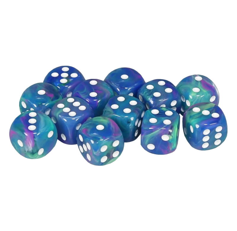 Chessex Festive Waterlily / White – 16 mm D6 – Lot de 12 (CHX 27746)
