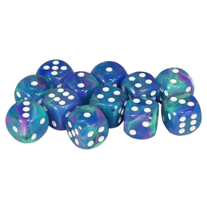 Chessex Festive Waterlily / White – 16 mm D6 – Lot de 12 (CHX 27746)