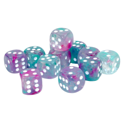 Chessex Nebula Luminary Wisteria/White – 16 mm D6 – Lot de 12 (CHX 27745)