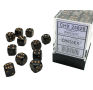 Chessex Opaque Black/Gold – 12 mm D6 – Lot de 36 (CHX 25828)