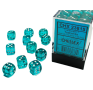 Chessex Translucent Teal/White – 12 mm D6 (lot de 36 dés) – CHX 23815