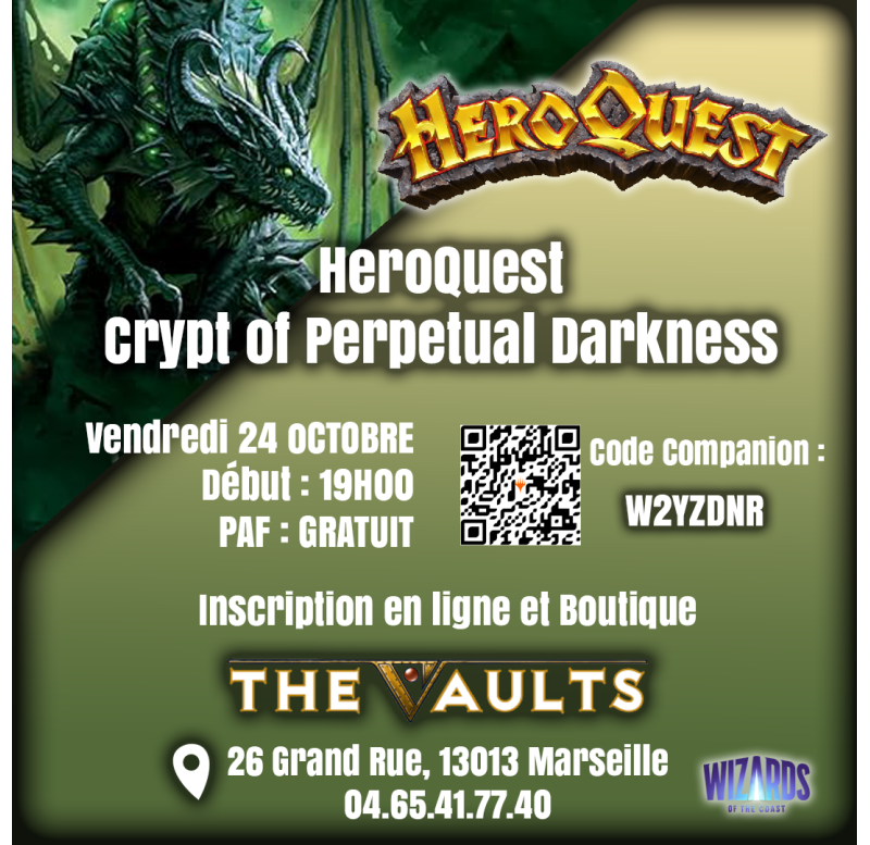 HeroQuest Crypt of Perpetual Darkness Game Night - VEN 24 Octobre 25